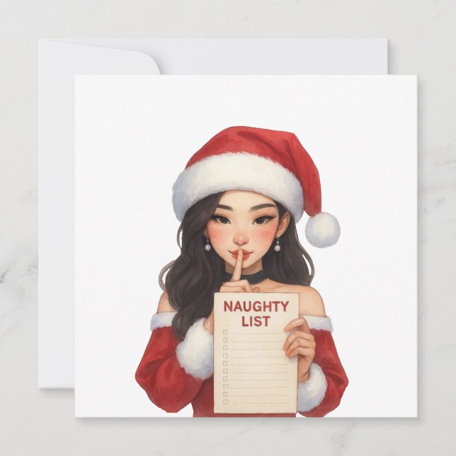 Merry Christmas You're On My Naughty List Cute Card (Front)