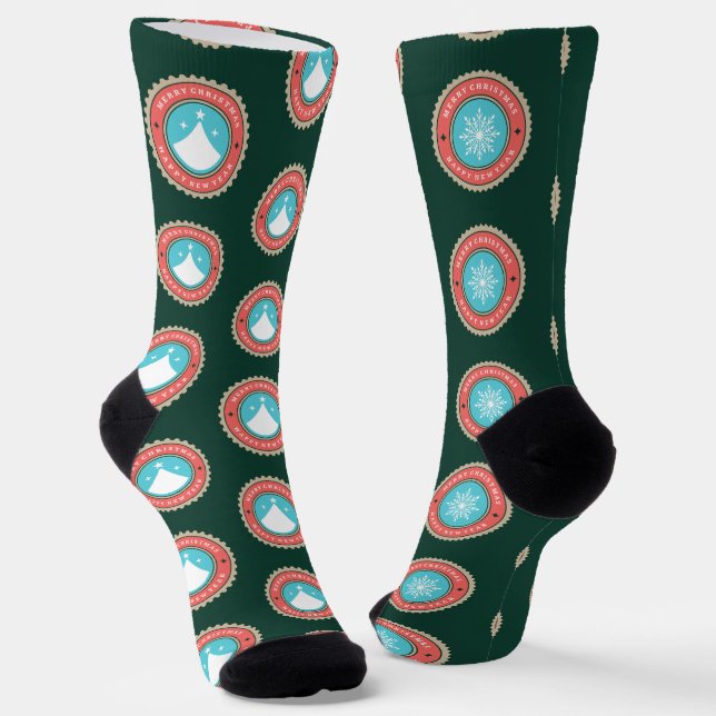 Merry Christmas youthful unisex Socks (Angled)