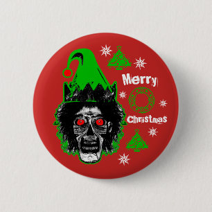 Merry Christmas Zombie Red Eyes Style 2 6 Cm Round Badge