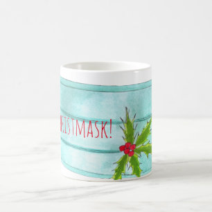 Merry Christmask Blue Face Mask Coffee Mug