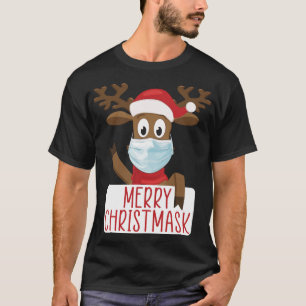 Merry Christmask Reindeer Face Mask Funny Christma T-Shirt