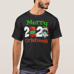 Merry Christmask Santa Wearing Face Mask Christmas T-Shirt