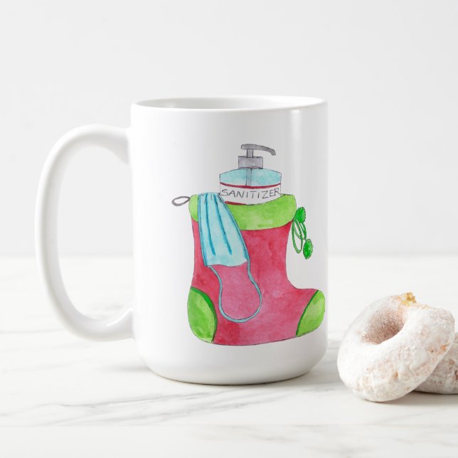 Merry Christmask Stocking Coffee Mug (With Donut)