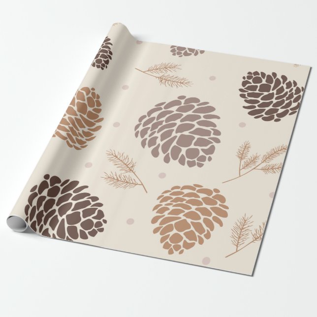 Merry Christmass pine corn Leaves tree Botanical W Wrapping Paper (Unrolled)