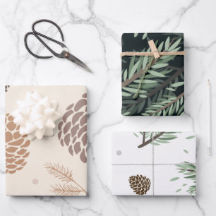 Merry Christmass pine corn Leaves tree Botanical Wrapping Paper Sheet