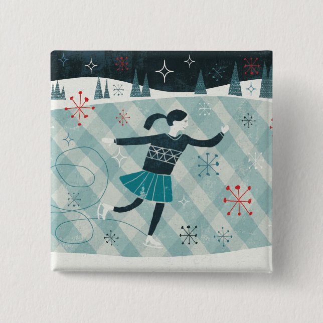 Merry Christmastime Skater 15 Cm Square Badge (Front)