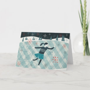 Merry Christmastime Skater Holiday Card