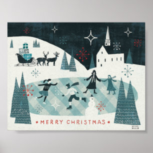 Merry Christmastime Skating Scene Poster