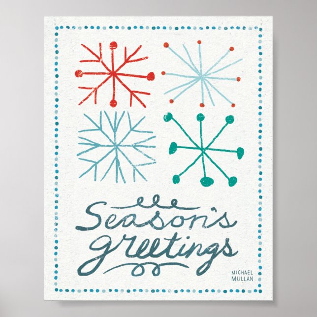 Merry Christmastime Snowflakes Poster (Front)