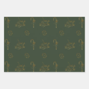 Merry ChristmasWrapping Paper Flat Sheet Set of 3