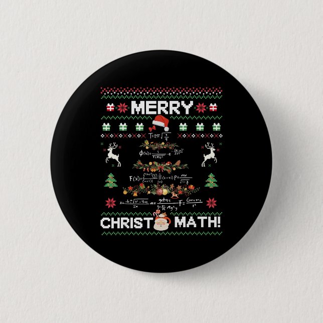 Merry Christmath Funny Christmas Math Tree Student 6 Cm Round Badge (Front)