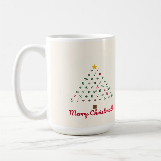 Merry Christmath Funny Math Teacher Christmas Mug (Left)