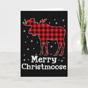 Merry Christmoose Buffalo Plaid Christmas Moose Card