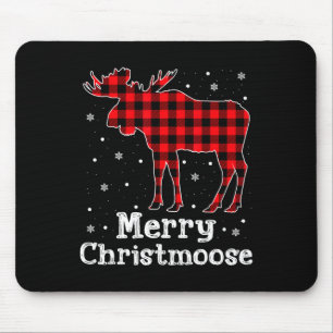 Merry Christmoose Buffalo Plaid Christmas Moose Mouse Mat
