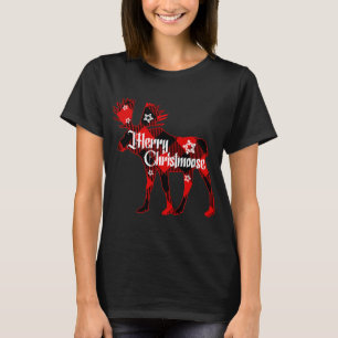 Merry Christmoose. Buffalo Plaid Gift Moose Christ T-Shirt