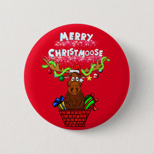 “Merry Christmoose!” Christmas button pin