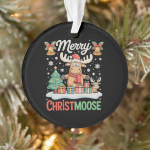 Merry Christmoose Christmas Lights Santa Moose Ornament