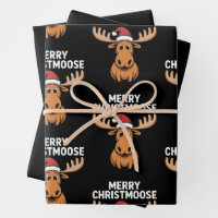 Merry Christmoose Christmas Moose Santa Hat Xmas