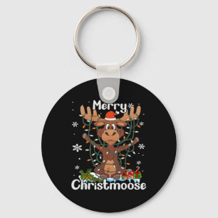 Merry Christmoose Christmas Moose Xmas Tree Lights Key Ring