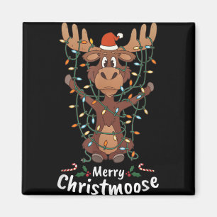 Merry Christmoose Christmas Moose Xmas Tree Lights Magnet