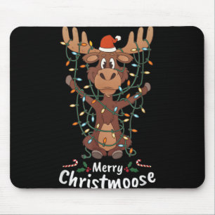 Merry Christmoose Christmas Moose Xmas Tree Lights Mouse Mat