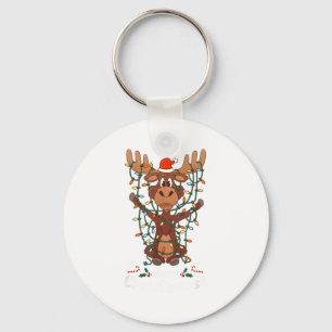 Merry Christmoose Christmas Mooses Xmas Tree Light Key Ring