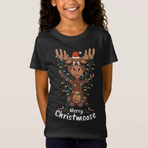 Merry Christmoose Christmas Mooses Xmas Tree Light T-Shirt