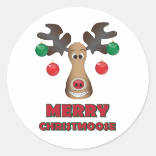 Merry Christmoose! Classic Round Sticker