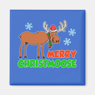 Merry Christmoose Cute Cartoon Moose Magnet