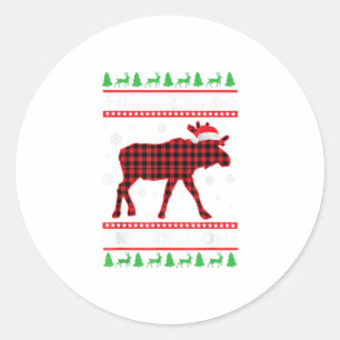 Merry Christmoose Family Pyjamas Moose Classic Round Sticker