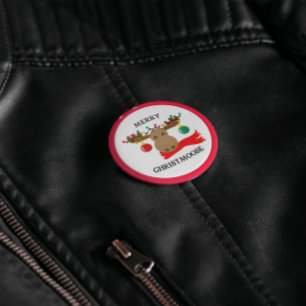 Merry Christmoose Funny Christmas 3 Cm Round Badge