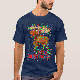 Merry Christmoose Funny Christmas Moose Xmas Tree T-Shirt