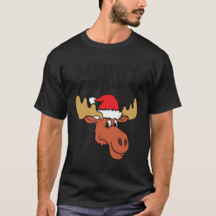 Merry Christmoose Funny Moose Christmas Hat Moose T-Shirt