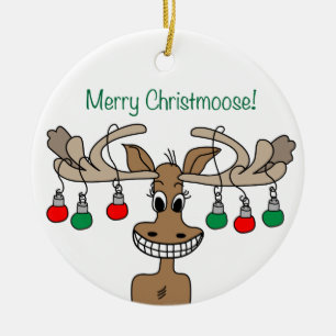 Merry Christmoose Holiday Ceramic Tree Decoration