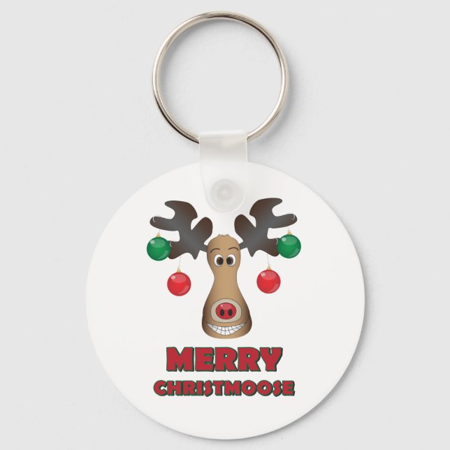 Merry Christmoose! Key Ring (Front)