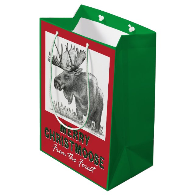 Merry Christmoose Medium Gift Bag (Back Angled)