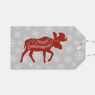 Merry Christmoose Moose and Snowflakes Gift Tags