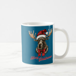 Merry Christmoose Santa Hat Christmas Holiday Moos Coffee Mug