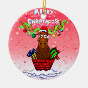 “Merry Christmoose” Santa Moose Christmas Ornament