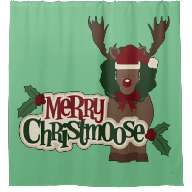 Merry Christmoose Shower Curtain (Front)