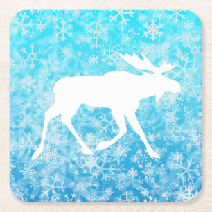 Merry Christmoose Square Paper Coaster