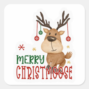 Merry Christmoose Square Sticker