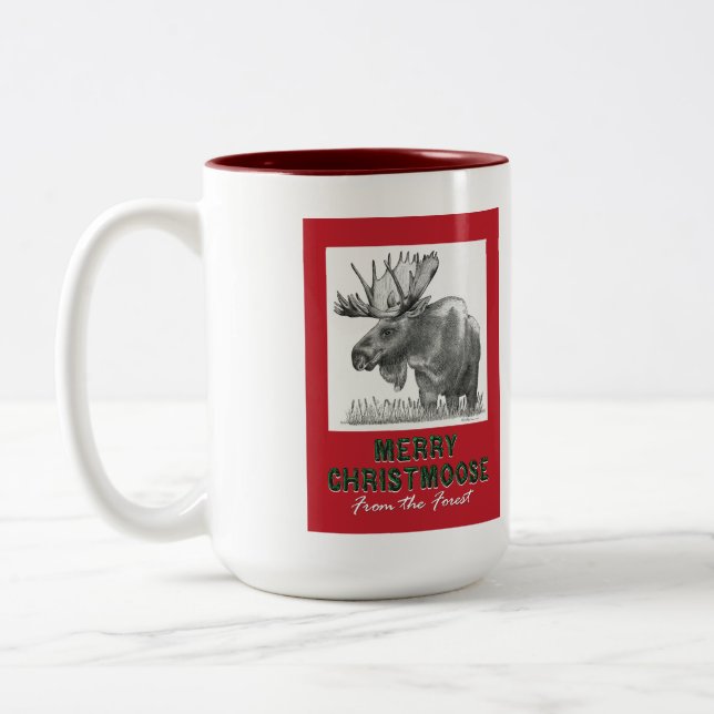 Merry Christmoose Two-Tone Coffee Mug (Left)