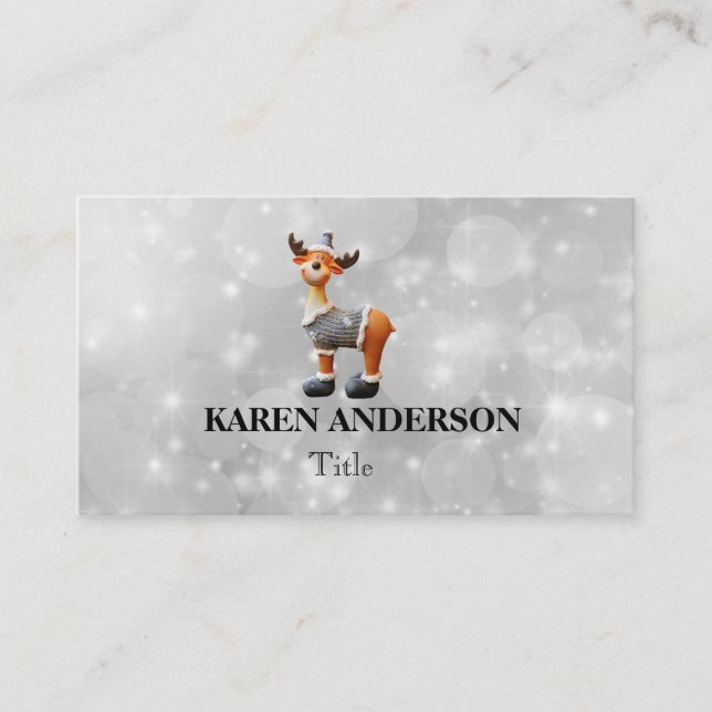 Merry Christmoose wearing a hat    Business Card (Front)