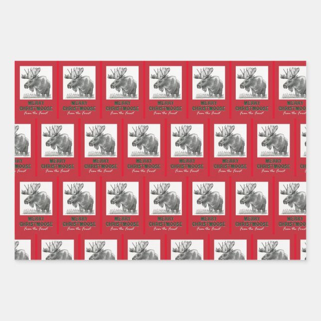 Merry Christmoose Wrapping Paper Sheet (Front)