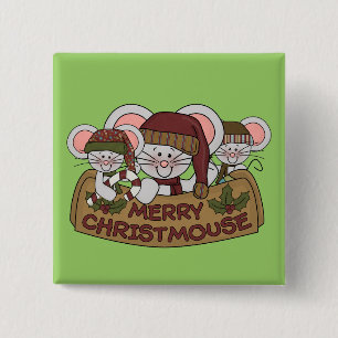 Merry Christmouse 15 Cm Square Badge