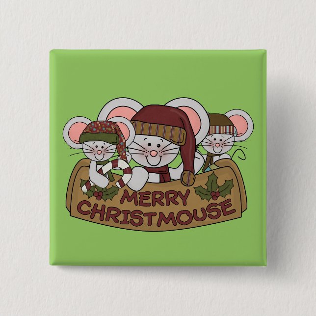 Merry Christmouse 15 Cm Square Badge (Front)