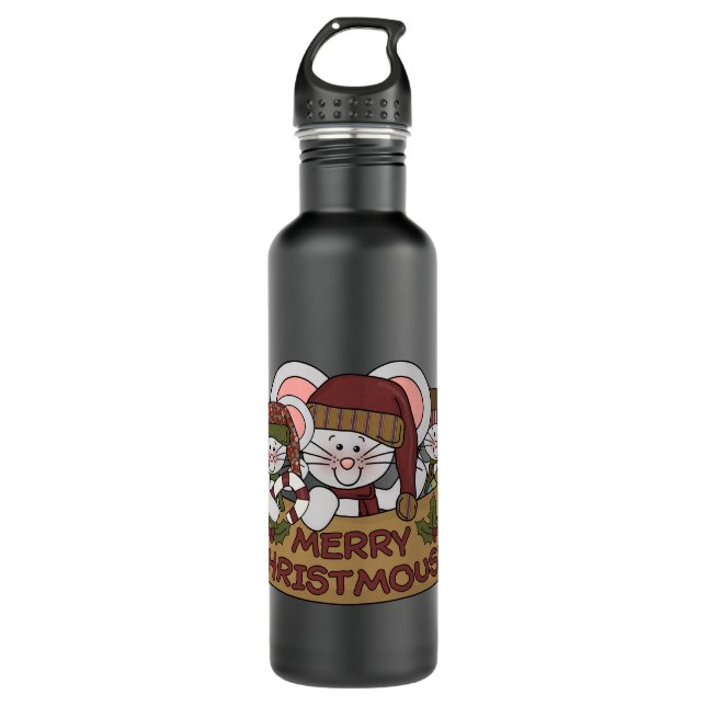Merry Christmouse 710 Ml Water Bottle (Front)