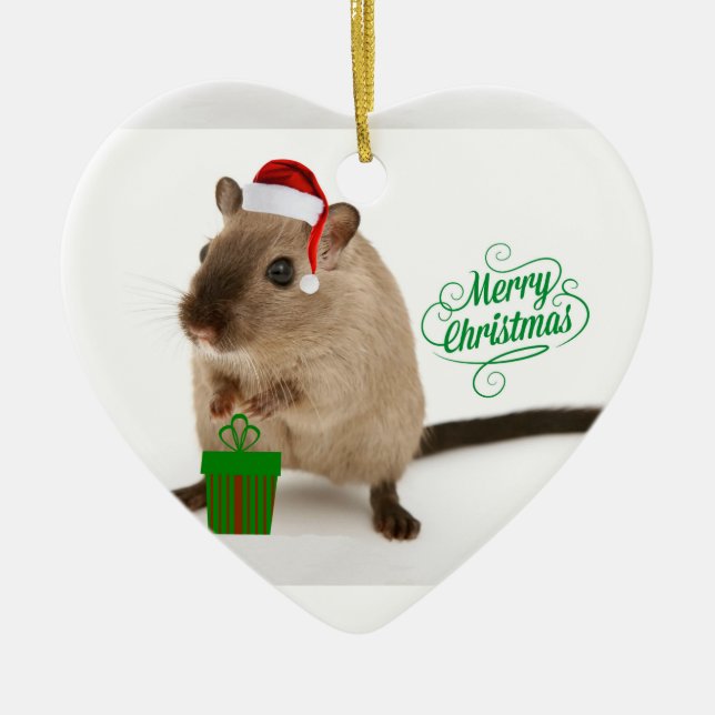 Merry Christmouse Ceramic Tree Decoration (Front)