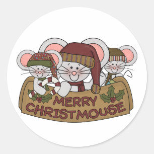 Merry Christmouse Classic Round Sticker